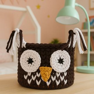 Háčkované košíčky sovičky do dětského pokojíčku nebo na přebalovací pult 🦉🦉 V kulatém i čtvercovém provedení o průměru 20...